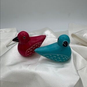 Colorful Soapstone Bird Figurines - Set of 2